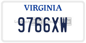 9766XW  license plate in VA