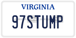 97STUMP  license plate in VA