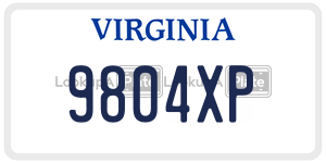 9804XP  license plate in VA