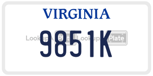 9851K  license plate in VA