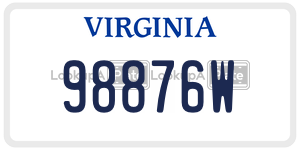 98876W  license plate in VA