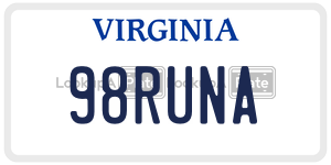 98RUNA  license plate in VA