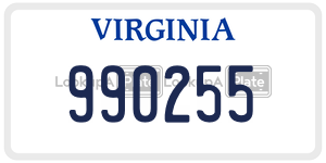 990255  license plate in VA
