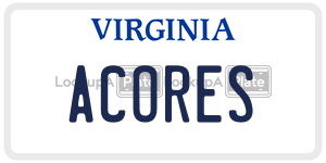 ACORES license plate in Virginia
