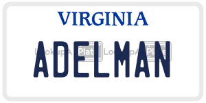 ADELMAN license plate in Virginia