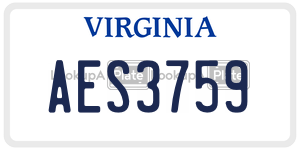 AES3759  license plate in VA