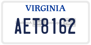 AET8162  license plate in VA