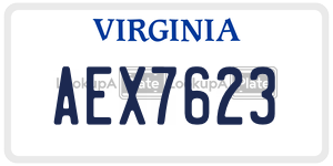 AEX7623  license plate in VA