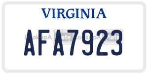 AFA7923  license plate in VA