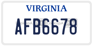 AFB6678  license plate in VA
