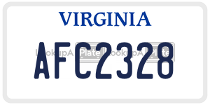 AFC2328  license plate in VA