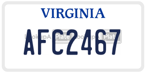 AFC2467  license plate in VA