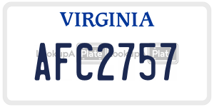 AFC2757  license plate in VA
