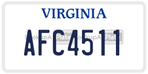 AFC4511  license plate in VA