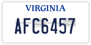 AFC6457  license plate in VA