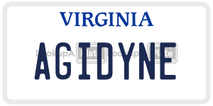 AGIDYNE  license plate in VA