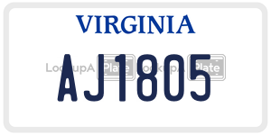 AJ1805  license plate in VA