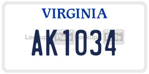 AK1034  license plate in VA