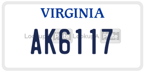 AK6117  license plate in VA
