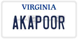 AKAPOOR  license plate in VA