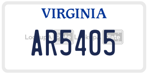 AR5405  license plate in VA