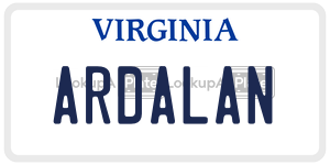 ARDALAN license plate in Virginia