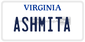 ASHMITA  license plate in VA