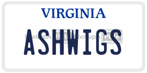 ASHWIGS license plate in Virginia