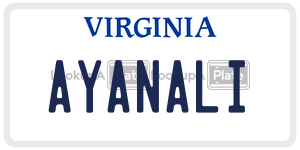 AYANALI  license plate in VA