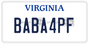 BABA4PF  license plate in VA