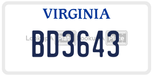 BD3643  license plate in VA