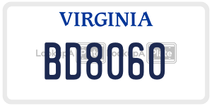 BD8060  license plate in VA