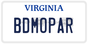 BDMOPAR license plate in Virginia
