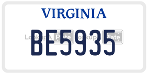 BE5935  license plate in VA
