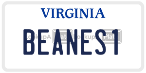 BEANES1  license plate in VA