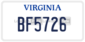 BF5726  license plate in VA