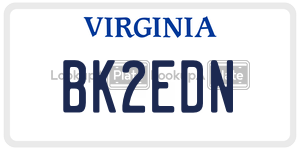 BK2EDN license plate in Virginia