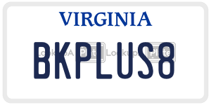 BKPLUS8 license plate in Virginia