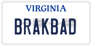 BRAKBAD  license plate in VA