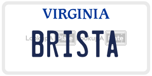 BRISTA license plate in Virginia