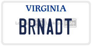 BRNADT license plate in Virginia