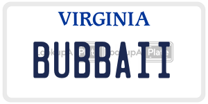 BUBBAII  license plate in VA