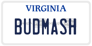 BUDMASH  license plate in VA