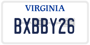 BXBBY26 license plate in Virginia