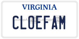CLOEFAM license plate in Virginia