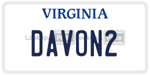 DAVON2  license plate in VA