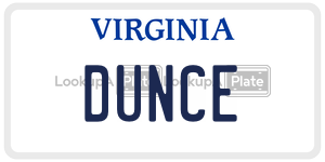 DUNCE  license plate in VA