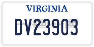 DV23903 license plate in Virginia