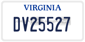 DV25527  license plate in VA