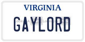 GAYLORD  license plate in VA